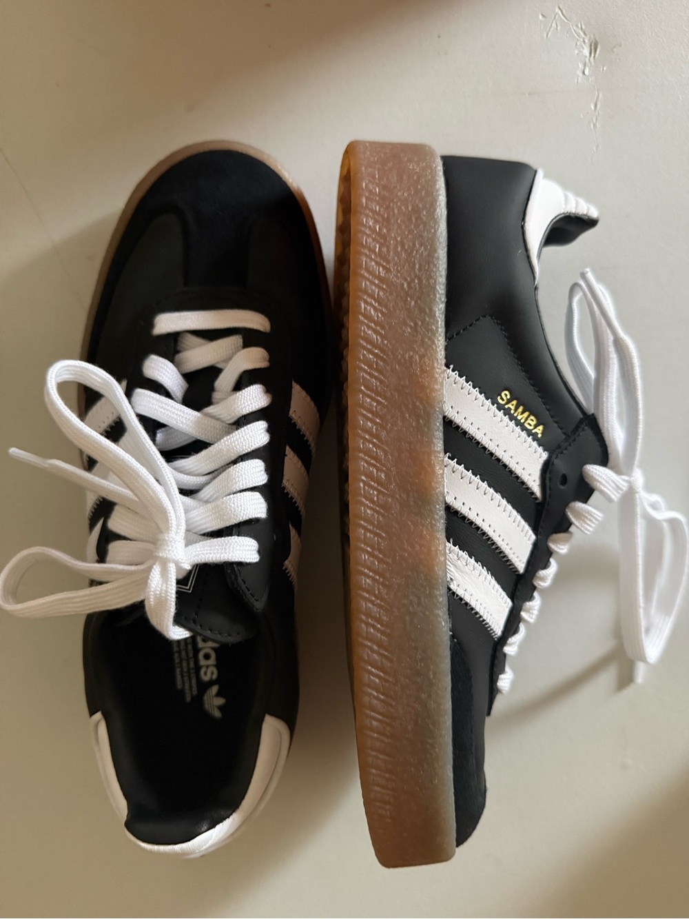 Adidas Samba womens Black & White Lace-Up Sneakers - Picture 3 of 4